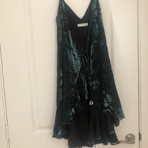 Rose Velvet Flounce Wrap Cocktail Dress - Picture 2 of 4